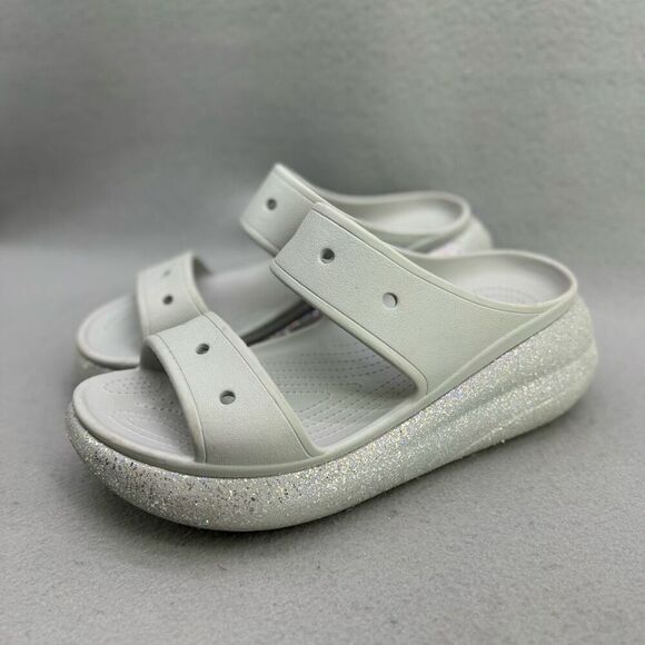 Crocs Crush Glitter Platform Sandal Atmosphere Gray Size Men's 11/ Womens 12.5 - Picture 2 of 8